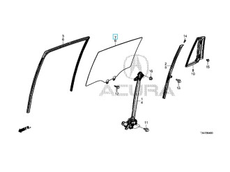 Скло дверей заднє праве HONDA/ACURA 73400TX4A01
